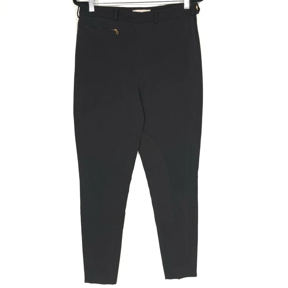 TORY BURCH Women's Dress Pants Size 10 Stretch Cotton Ankle Zip Black 1210-74820